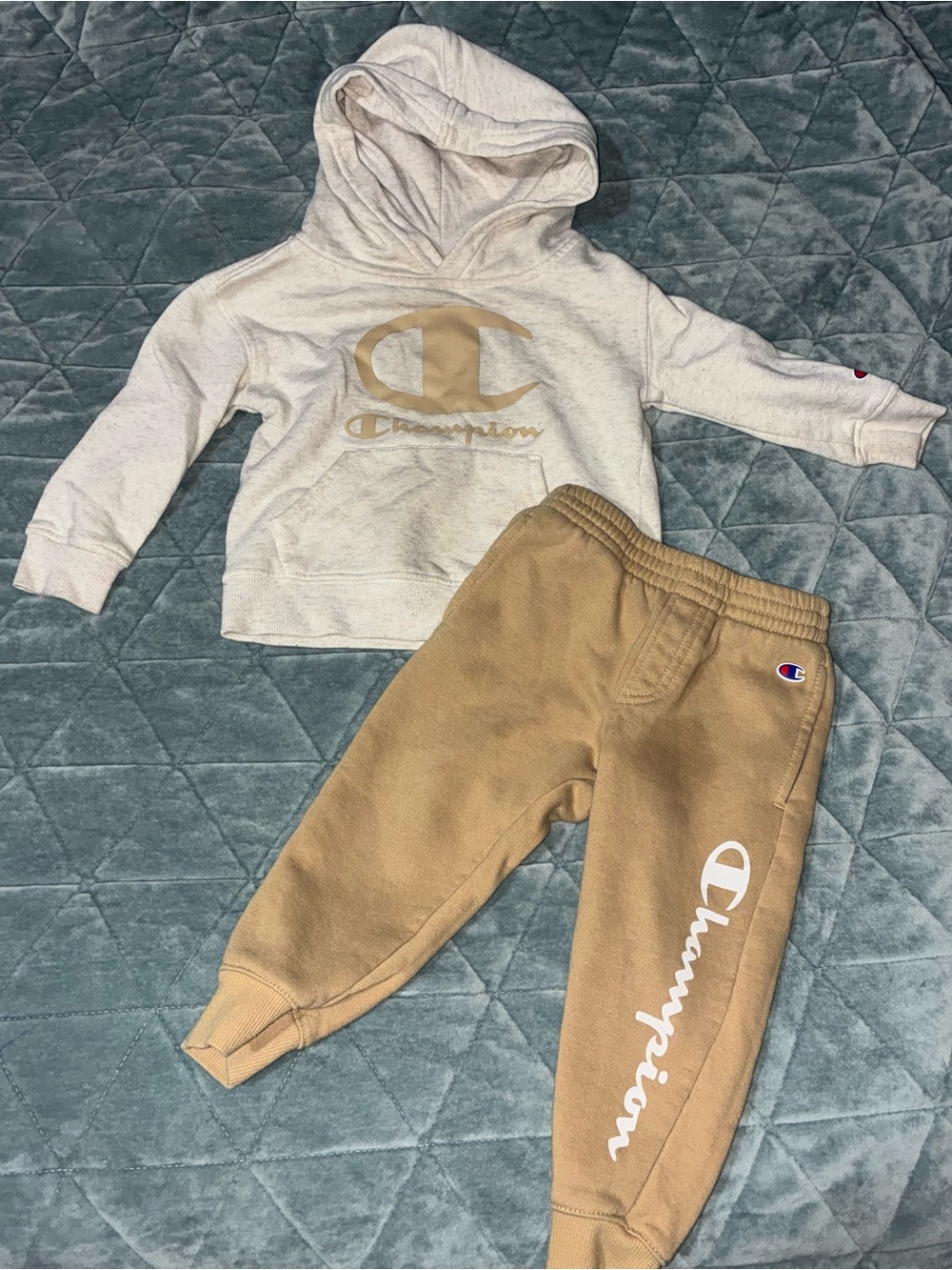 Champion Kids Tan Jogger Sweatpants with Logo Print 2T